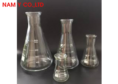 Bình tạm giác thuỷ tinh 50ml, nấc chia 10ml màu trắng, cổ hẹp, trơn, loại thuỷ tinh dày, OEM, không 