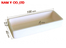 Chén nung bằng nhôm oxit (Alumina): độ tinh khiết cao, 100 x 40 x 18 mm, kiểu thuyền mini, EQ-CA-L10